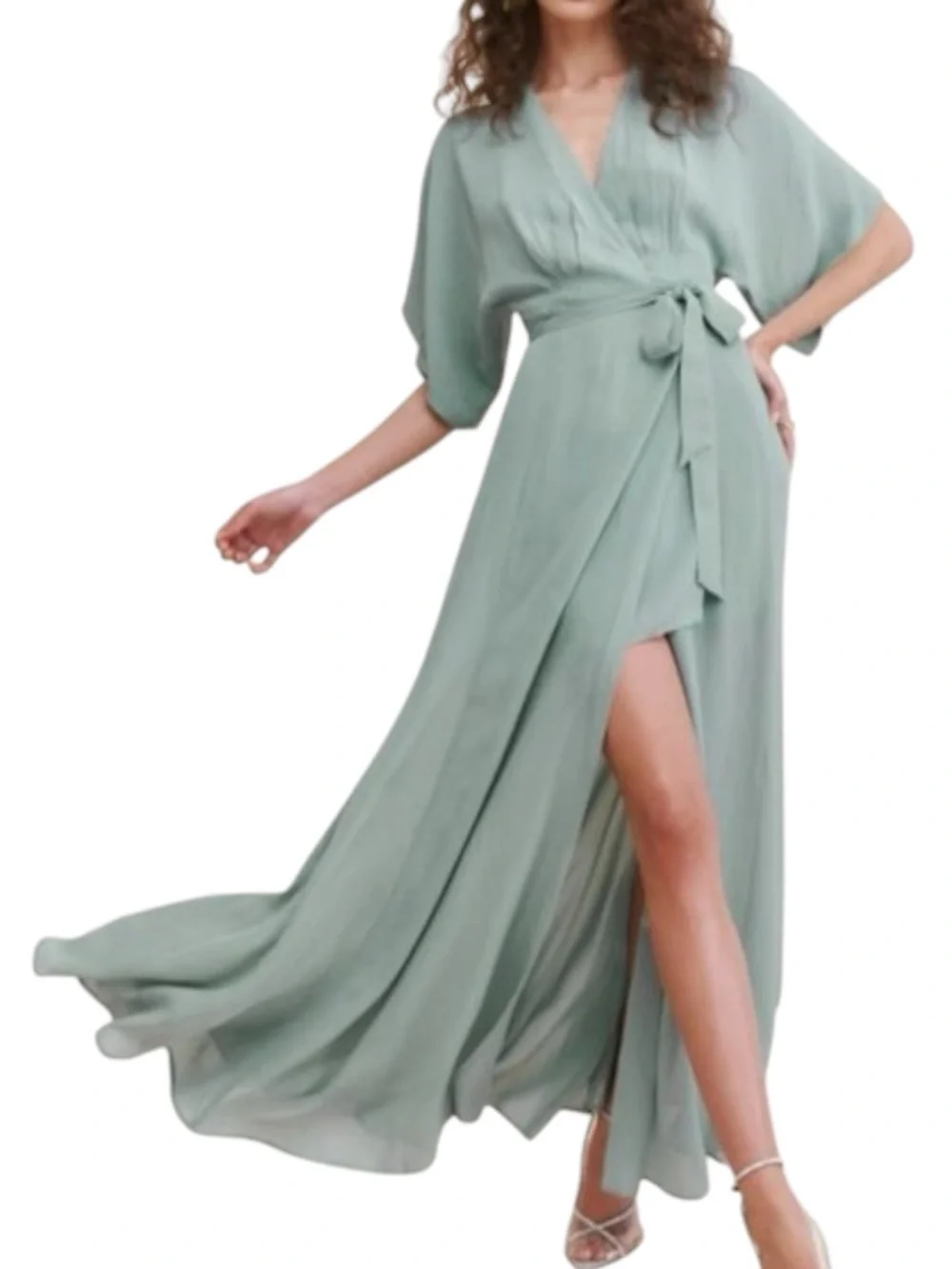 NWT Reformation Maxi Wrap Winslow Dress in Celadon SZ XL - Picture 4 of 16